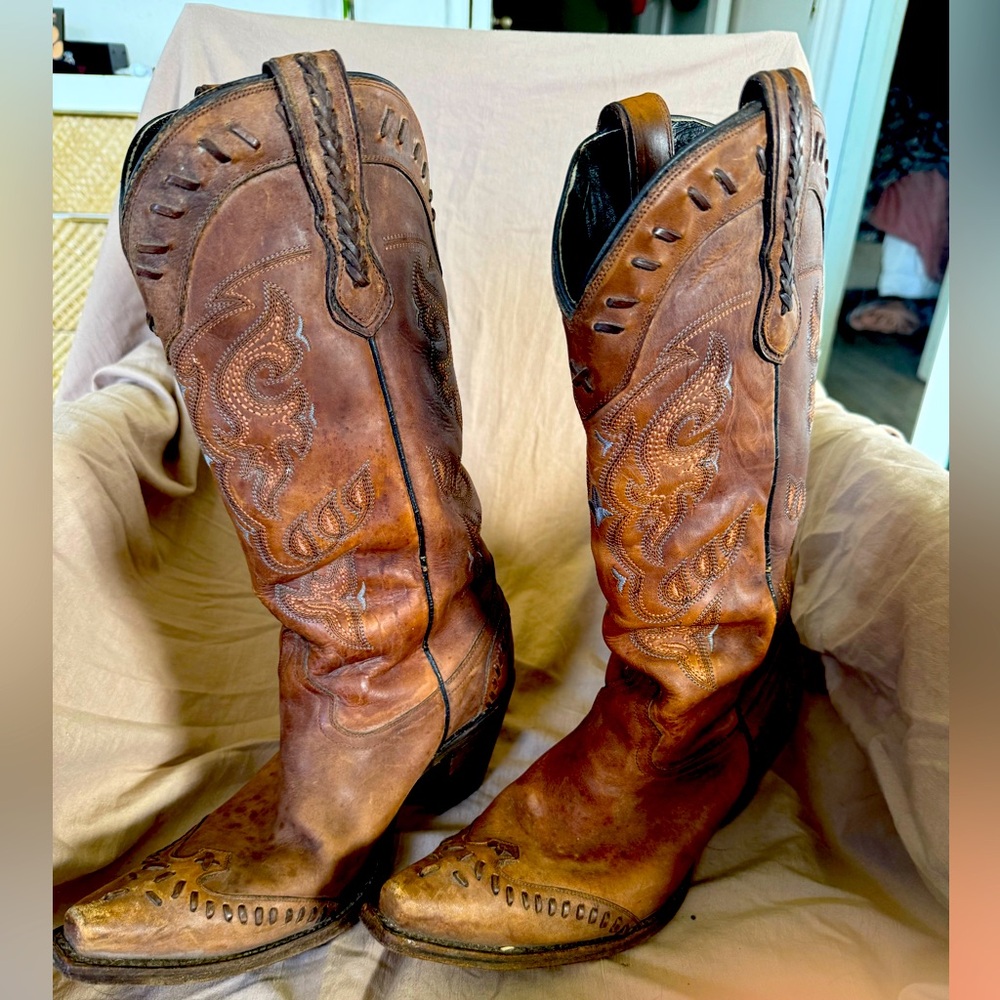 Brown Leather Western Cowboy Boots